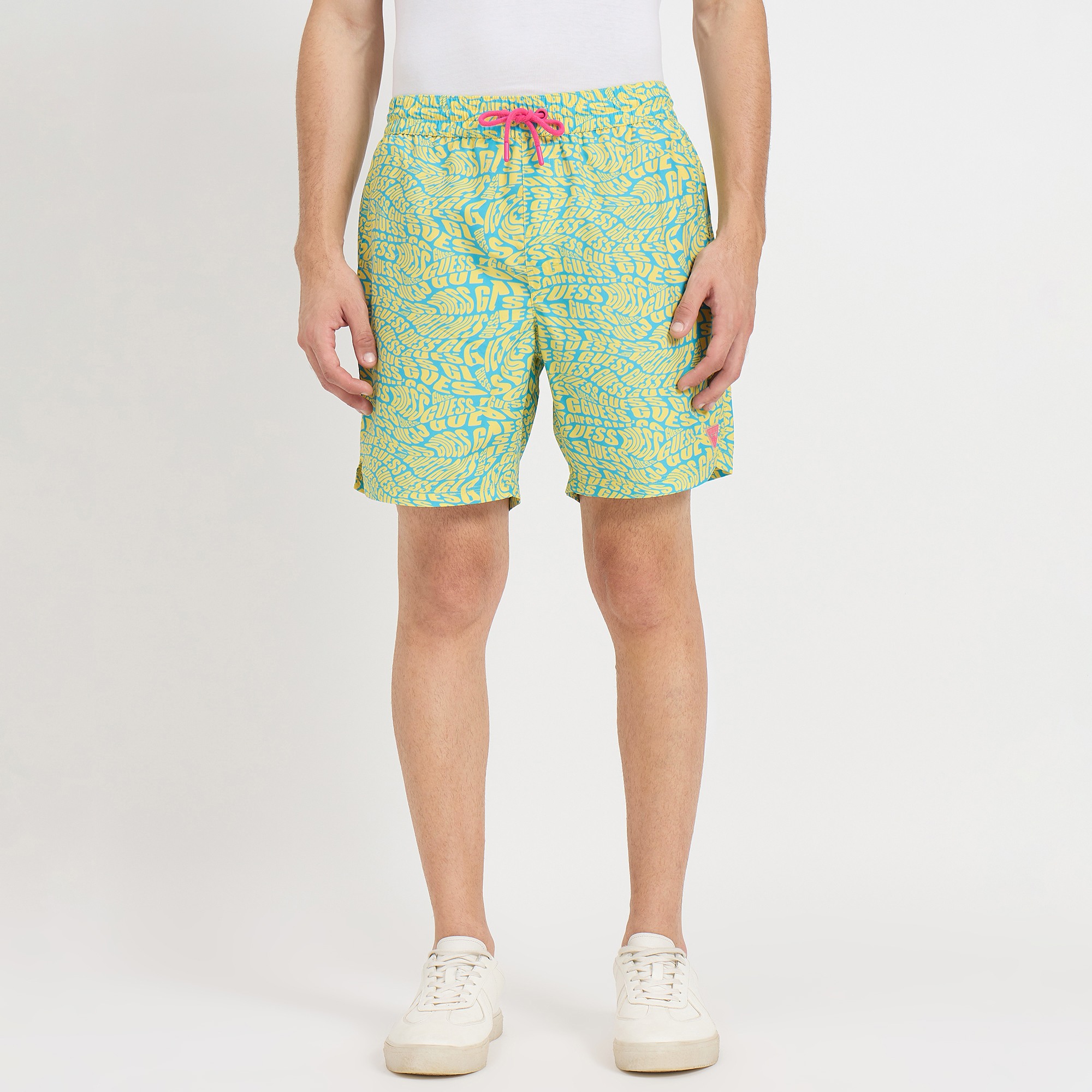 Guess Men Typography Drawstring Swim Shorts