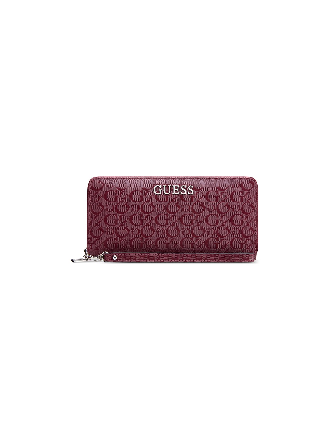 Oxblood Textured Zipper Abbas Large Zip Around Wallet