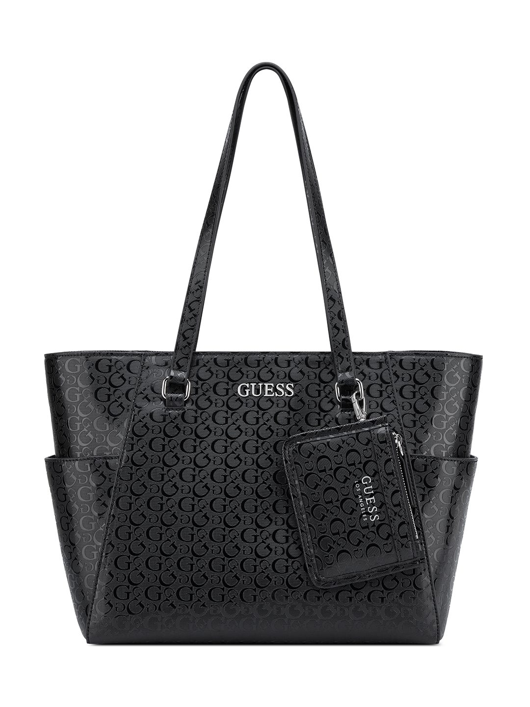Black Printed Zipper Granby Tote Bag With Pouch