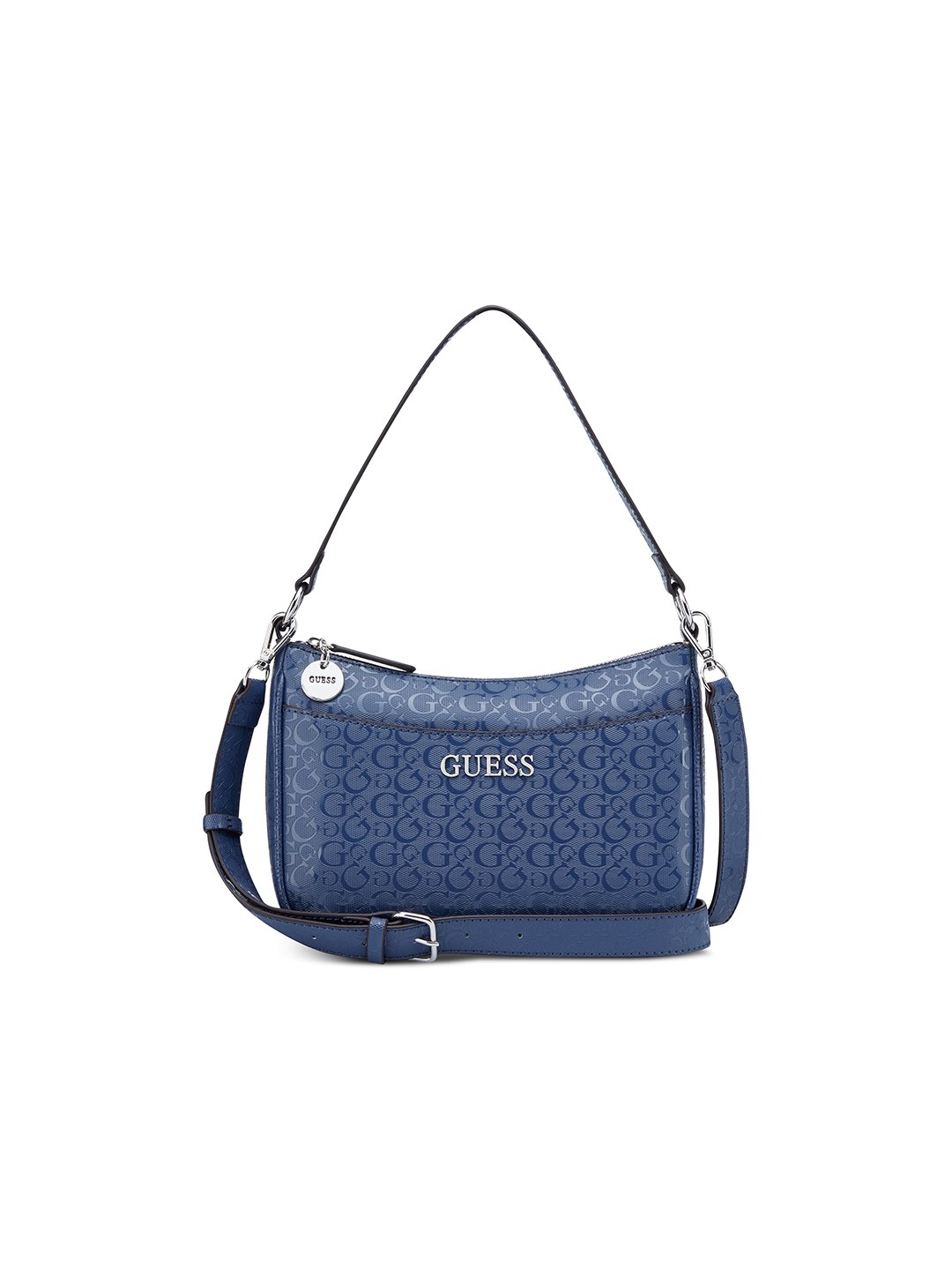 Steel Blue Textured Zipper Granby Mini Crossbody Bag