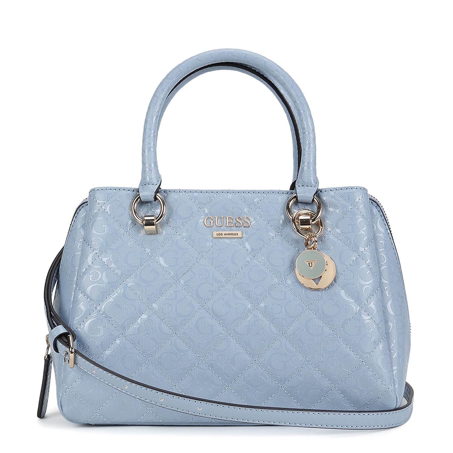 Guess Blue Quilted Wilbur Satchel Bag
