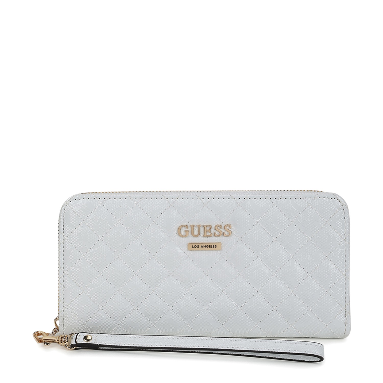 Guess White Quilted Wilbur Large Zip-Around Wallet