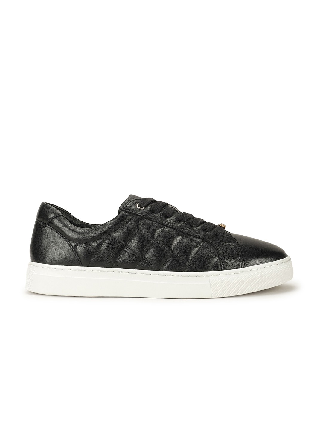 Aditi Black Quilted Lace-Up Sneakers