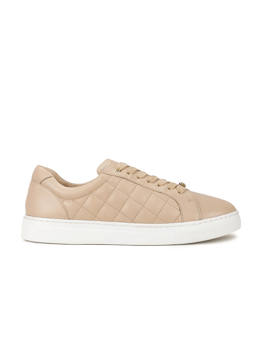 Aditi Nude Quilted Lace-Up Sneakers