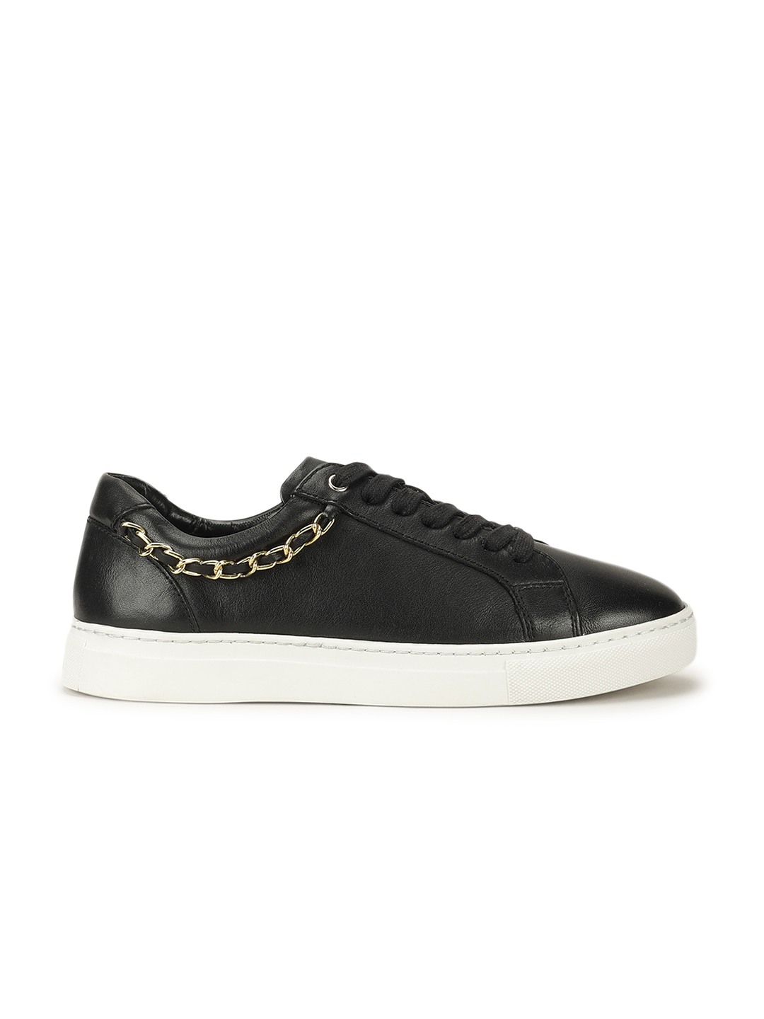 Ananya Black Solid Lace-Up Sneakers