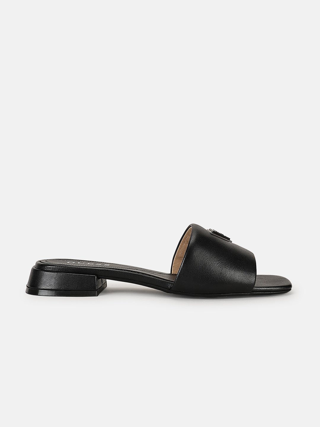 Black Solid Slip-On Open Toe Flat Sandals