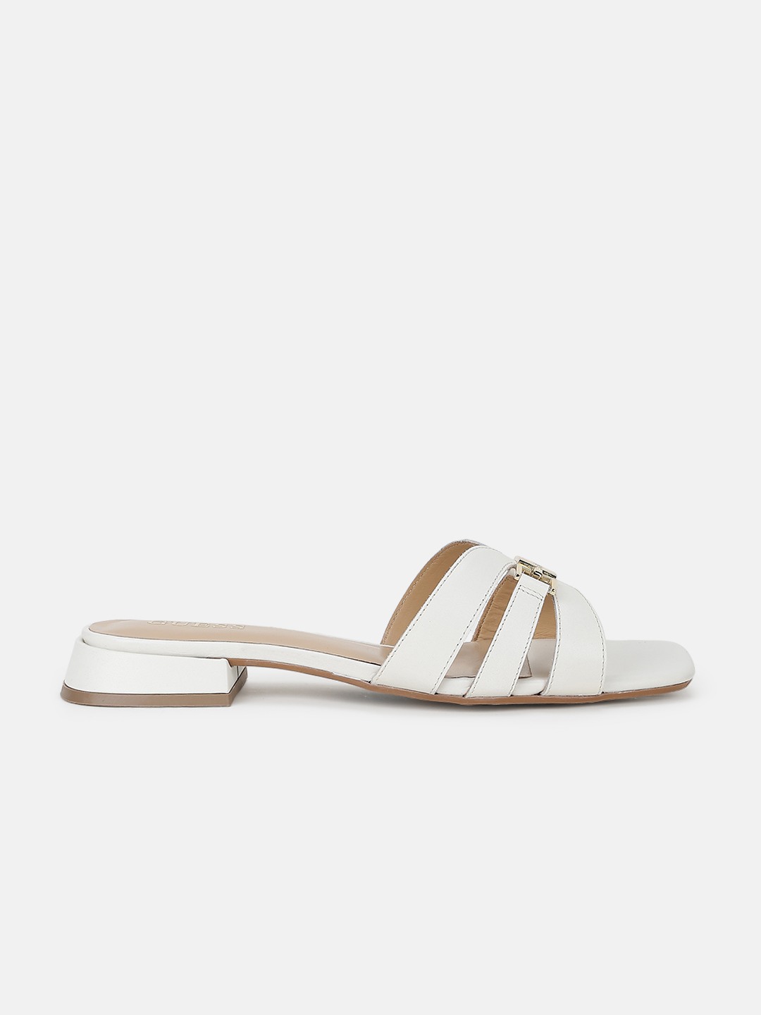 Women White Leather Flat Sandals