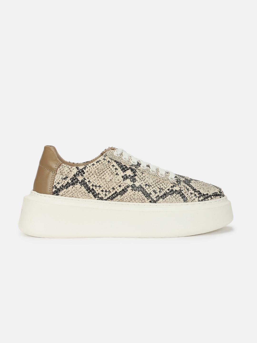 Grey Stone Animal Print Lace-Ups High Cupsole Sneakers
