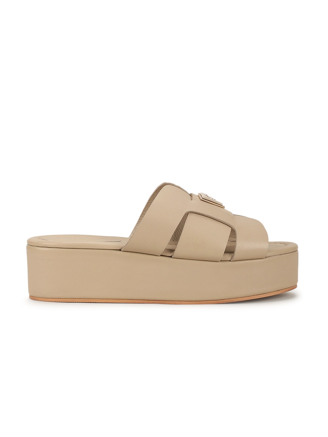 Neha Nude Solid Slip-On Wedges