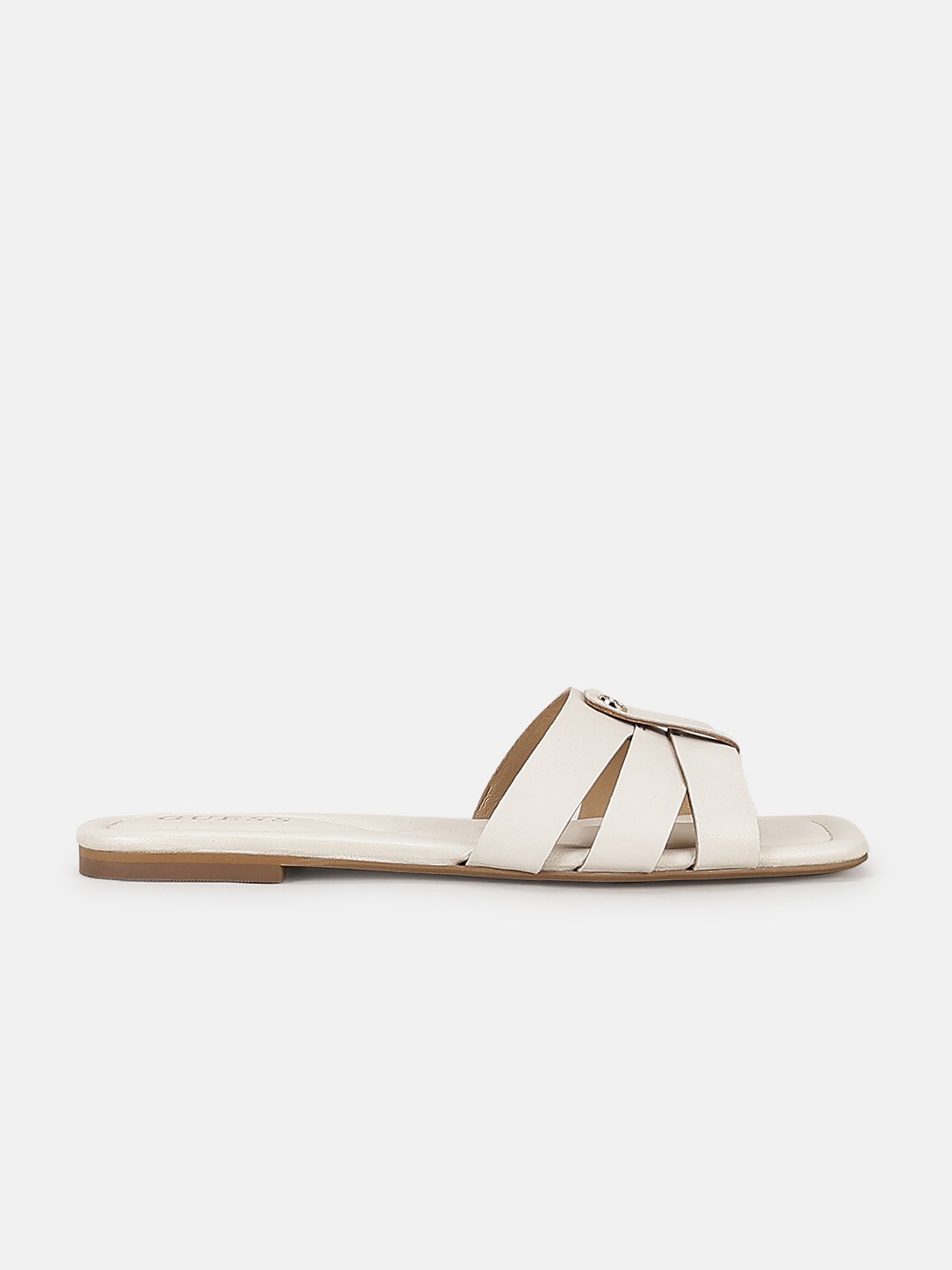 Off White Solid Slip-On Open Toe Flat Sandals