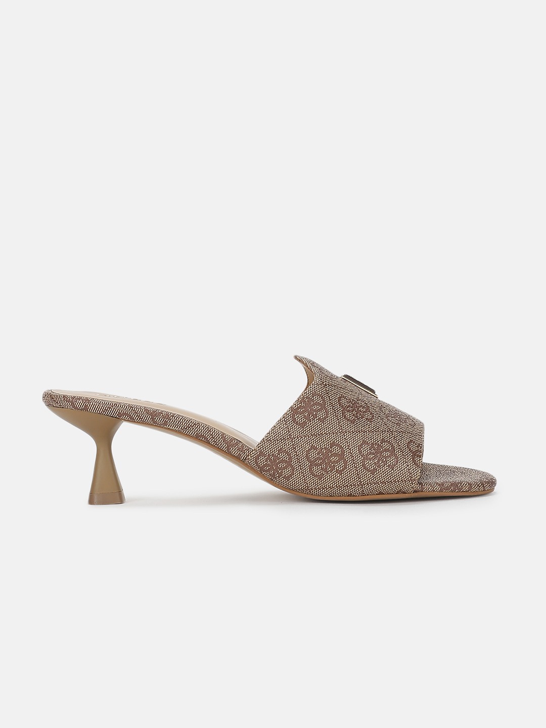 Beige Brown Monogram Rupa Dress Slip On Kitten Heel Sandals