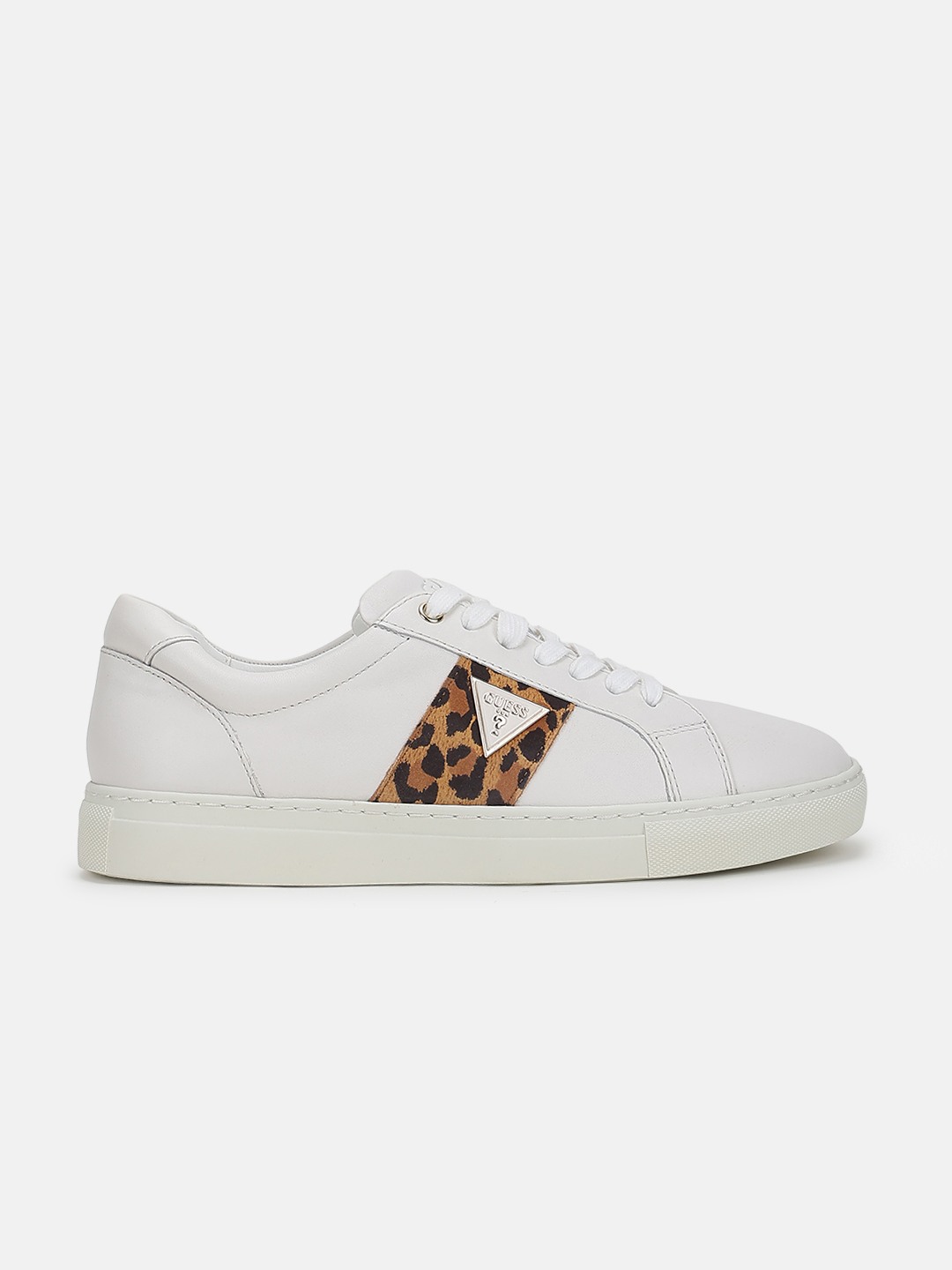 White Leopard Solid Cupsole Sneakers
