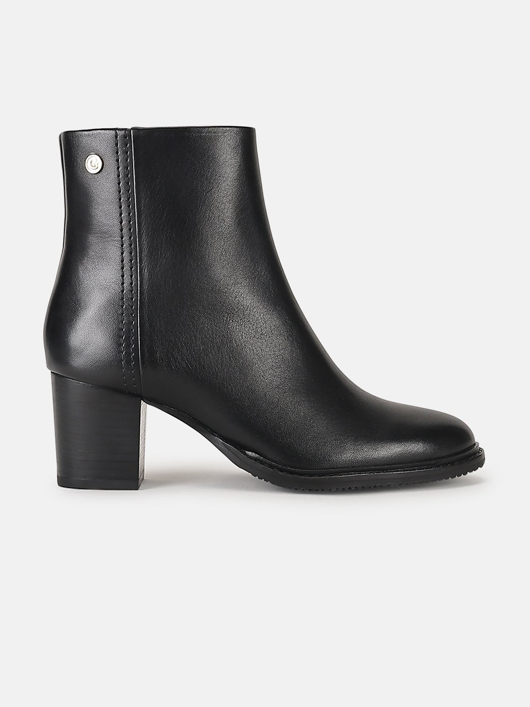 Black Solid Zip Round Toe Boots
