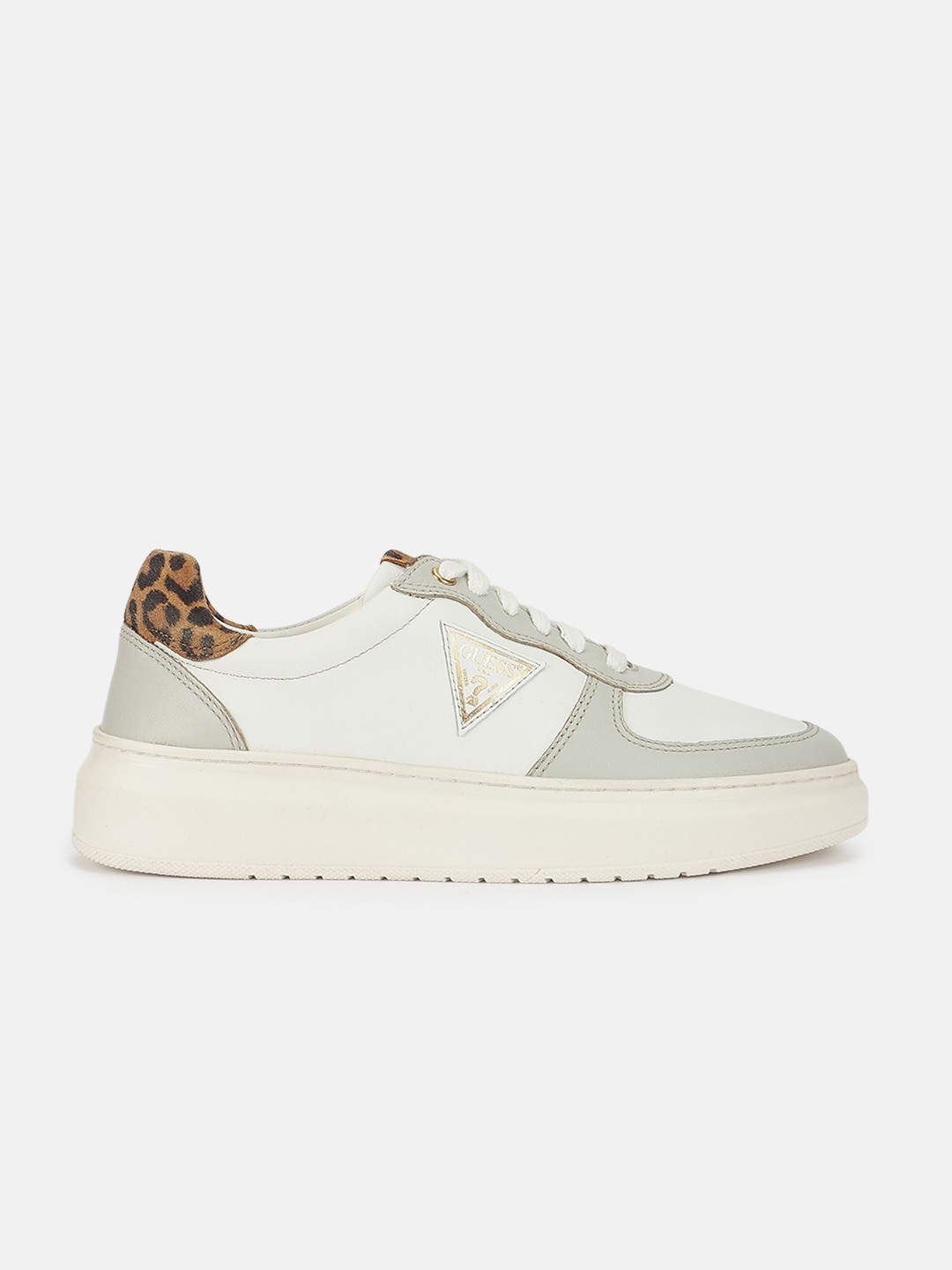 Ivory Leopard Animal Print Lace-Ups Basket Sneakers