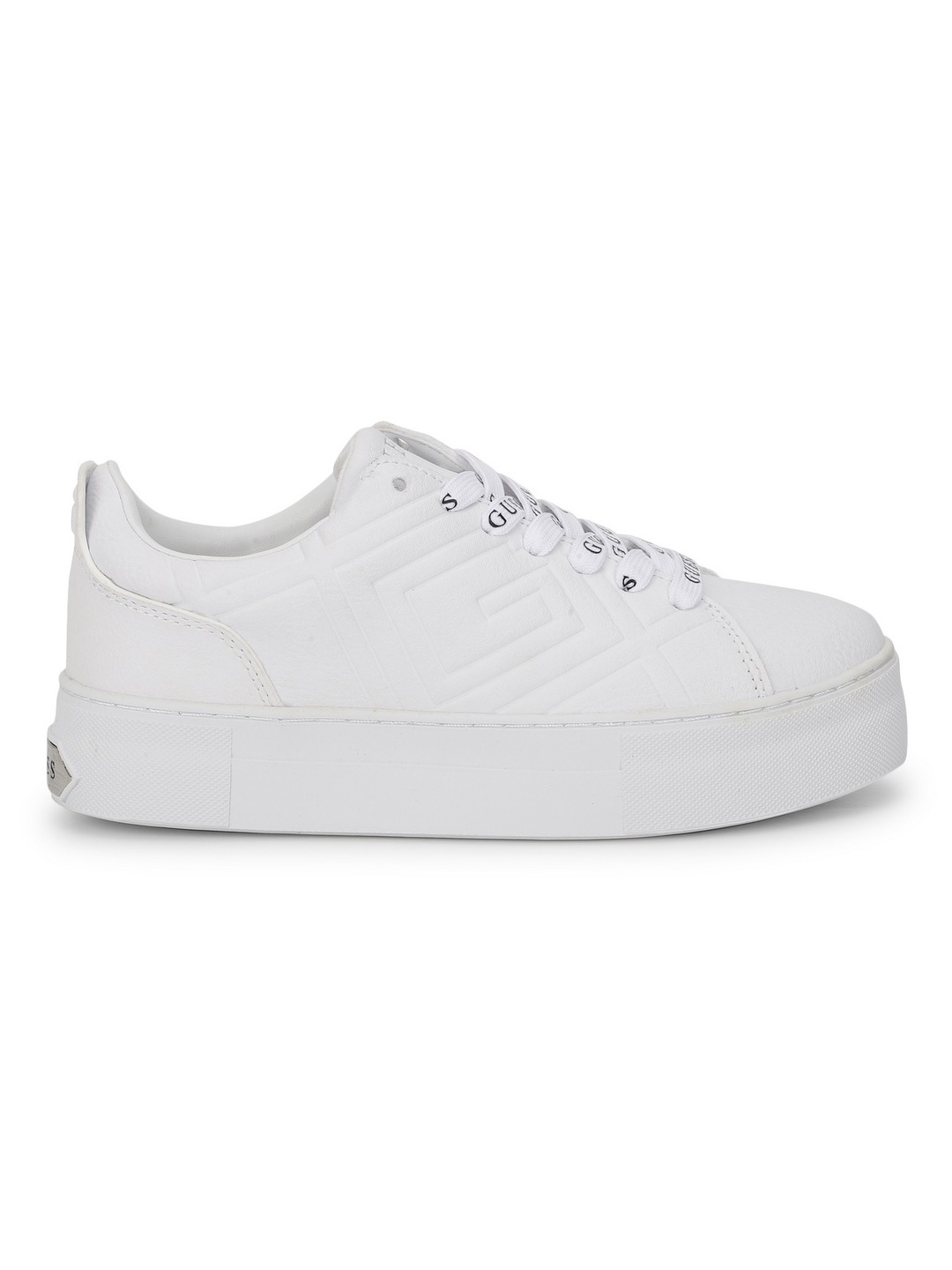 White Lace-Ups Textured Sneakers