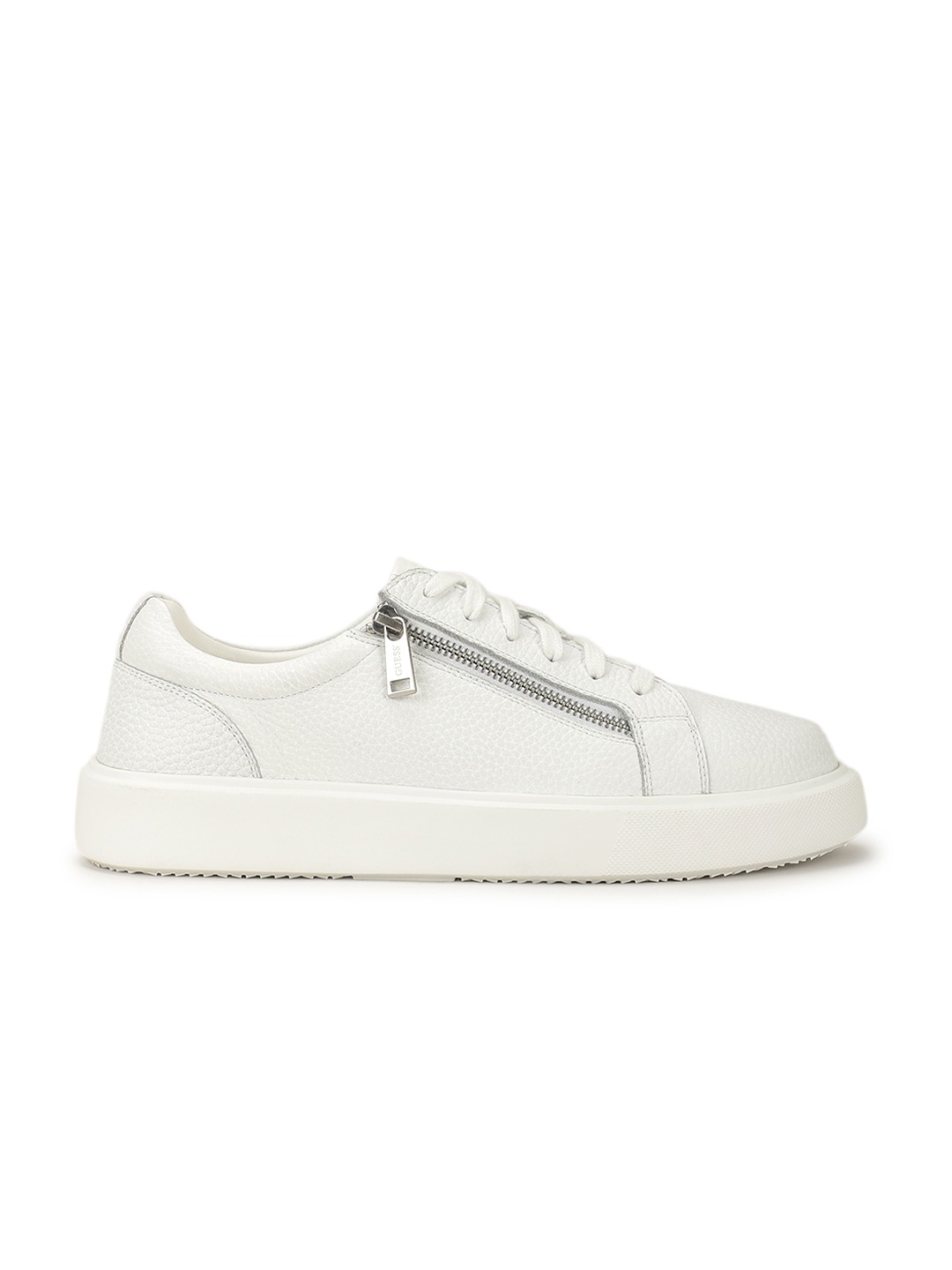 Dinesh White Textured Lace-Up Sneakers