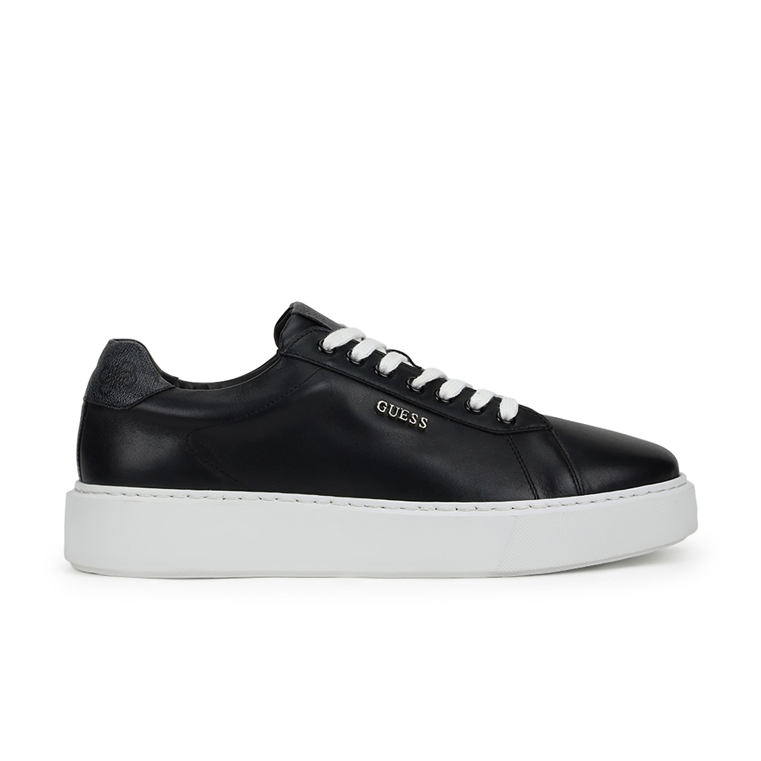 Men Black Leather Lace-Up Sneakers