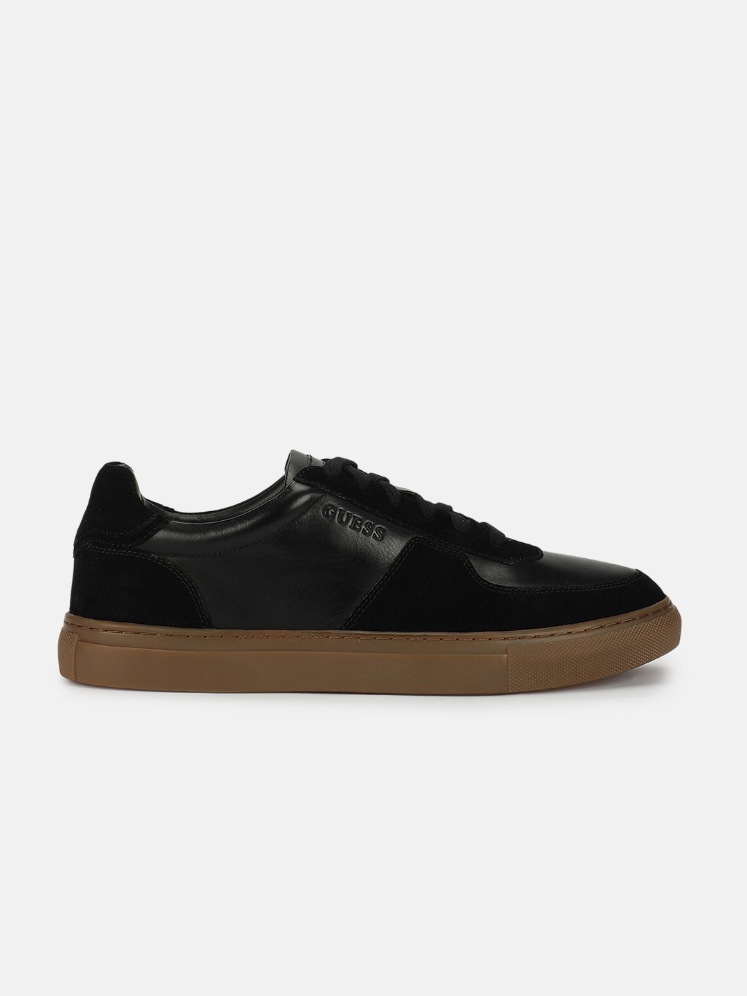 Black Solid Lace-Ups Basket Sneakers
