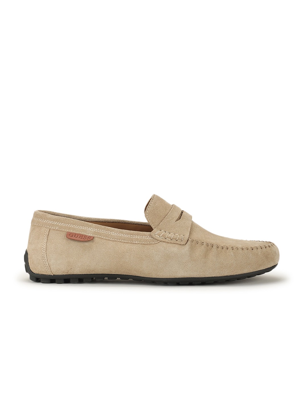 Karan Beige Solid Slip-On Loafers