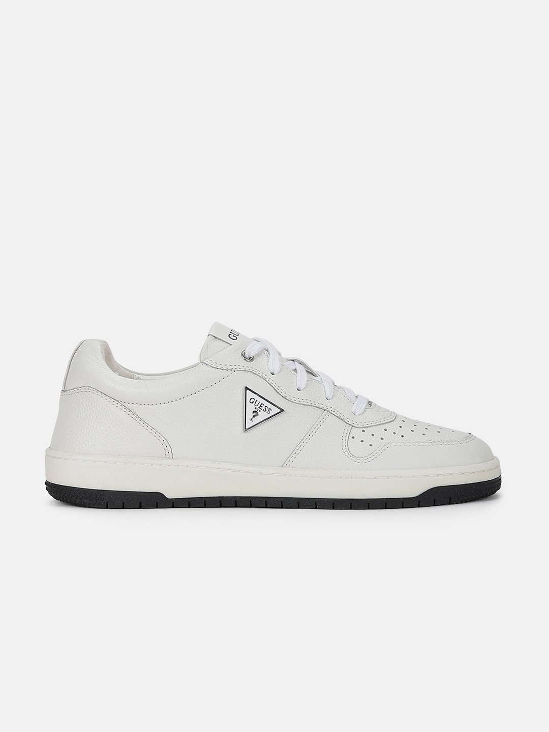 White Perforated Nekov Basket Lace-Up Sneakers