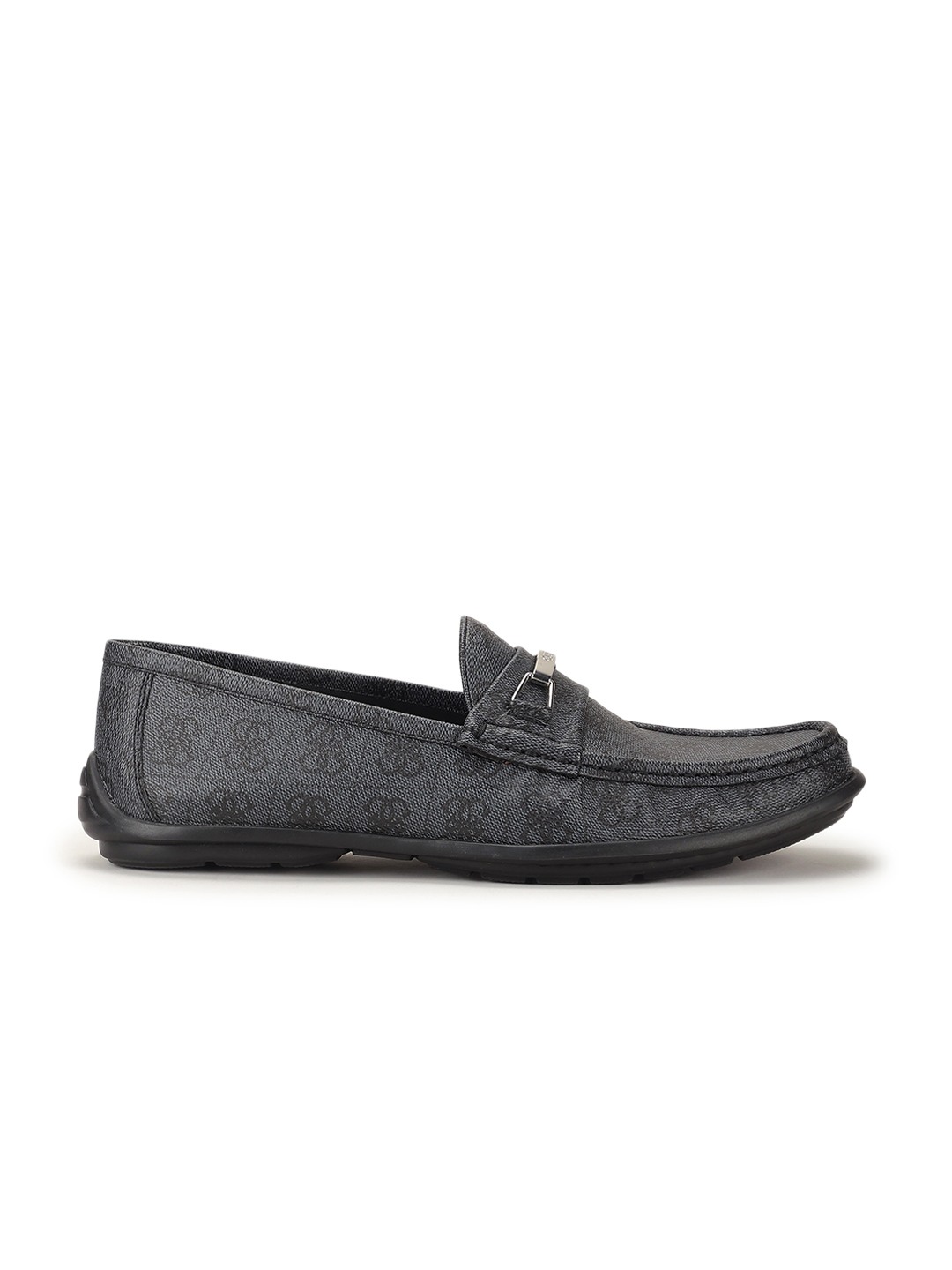 Sumit Black Printed Slip-On Loafers