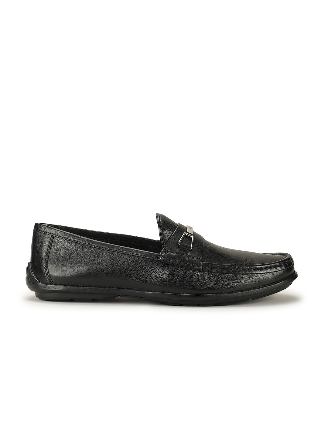 Sumit Black Solid Slip-On Loafers