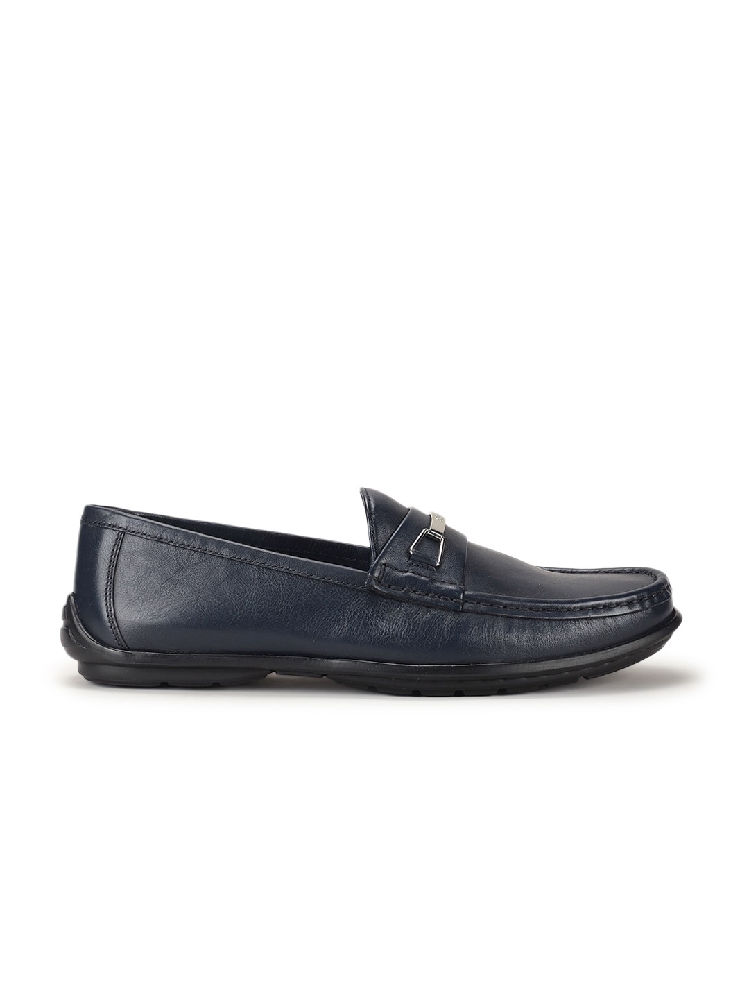 Sumit Dark Blue Solid Slip-On Loafers