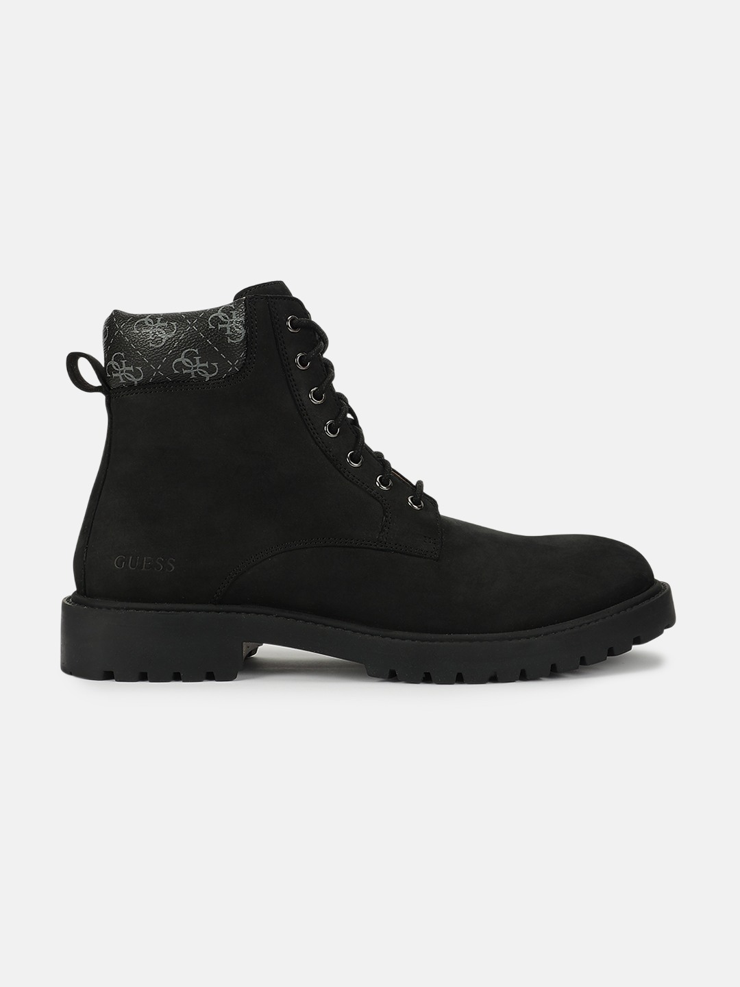 Dark Black Solid Lace-Ups Anfibio Ankle Boots