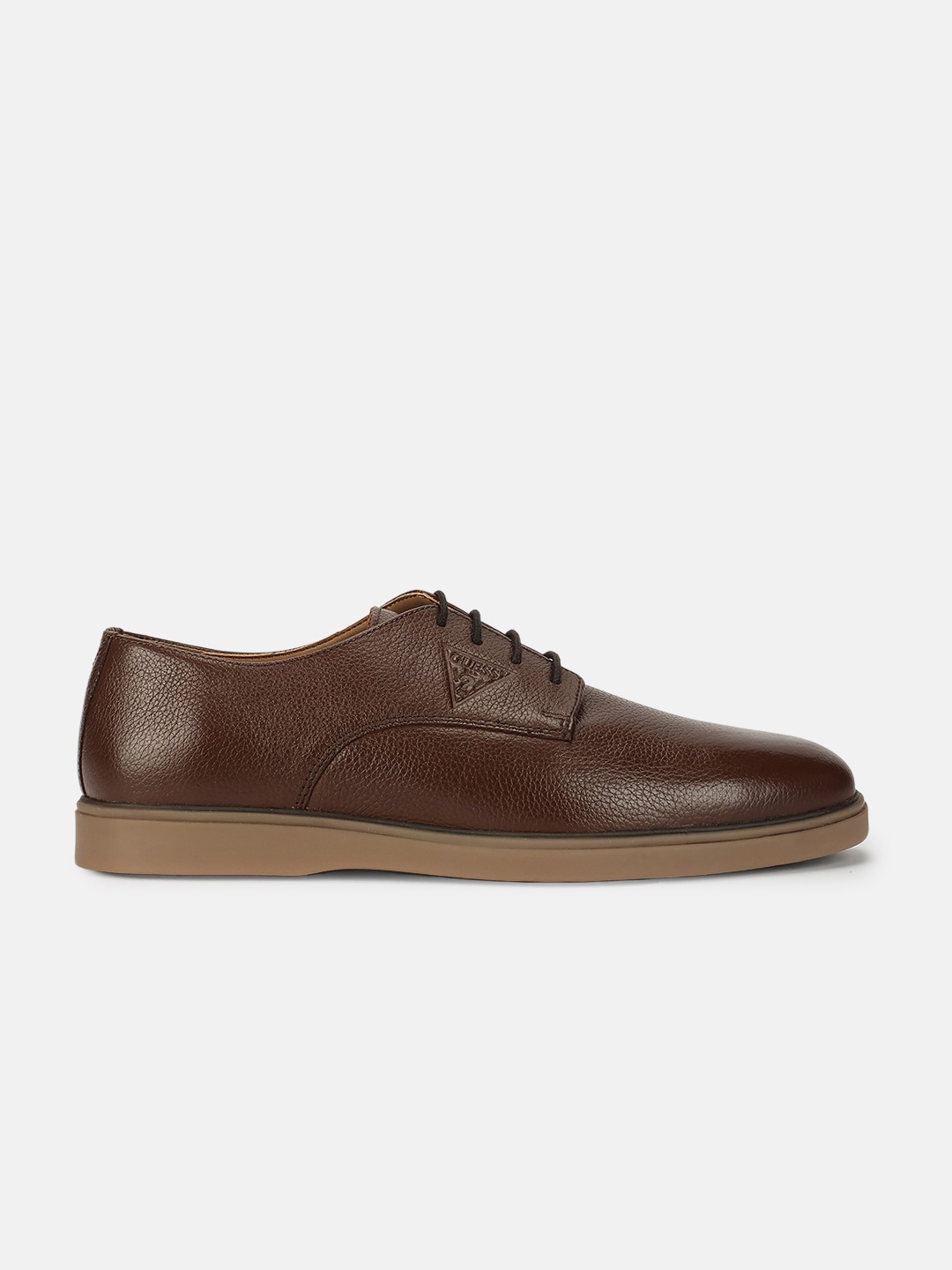 Dark Brown Solid Lace-Ups Derby Shoes