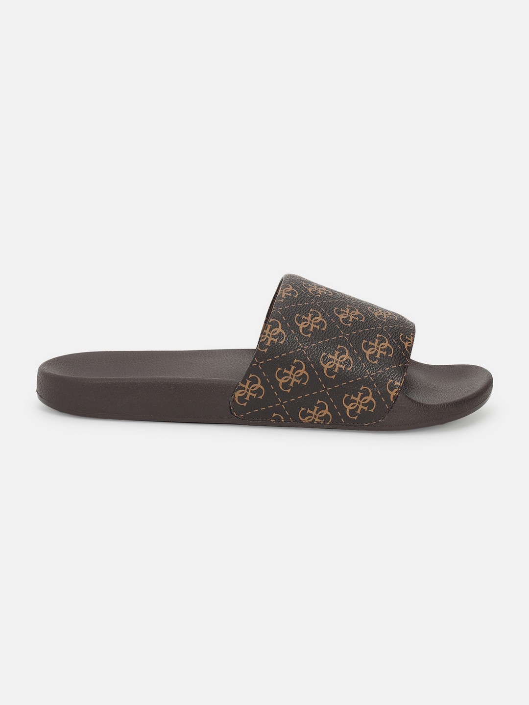 Men Brown Ochre Polyurethane Slip-On Open Toe Sliders