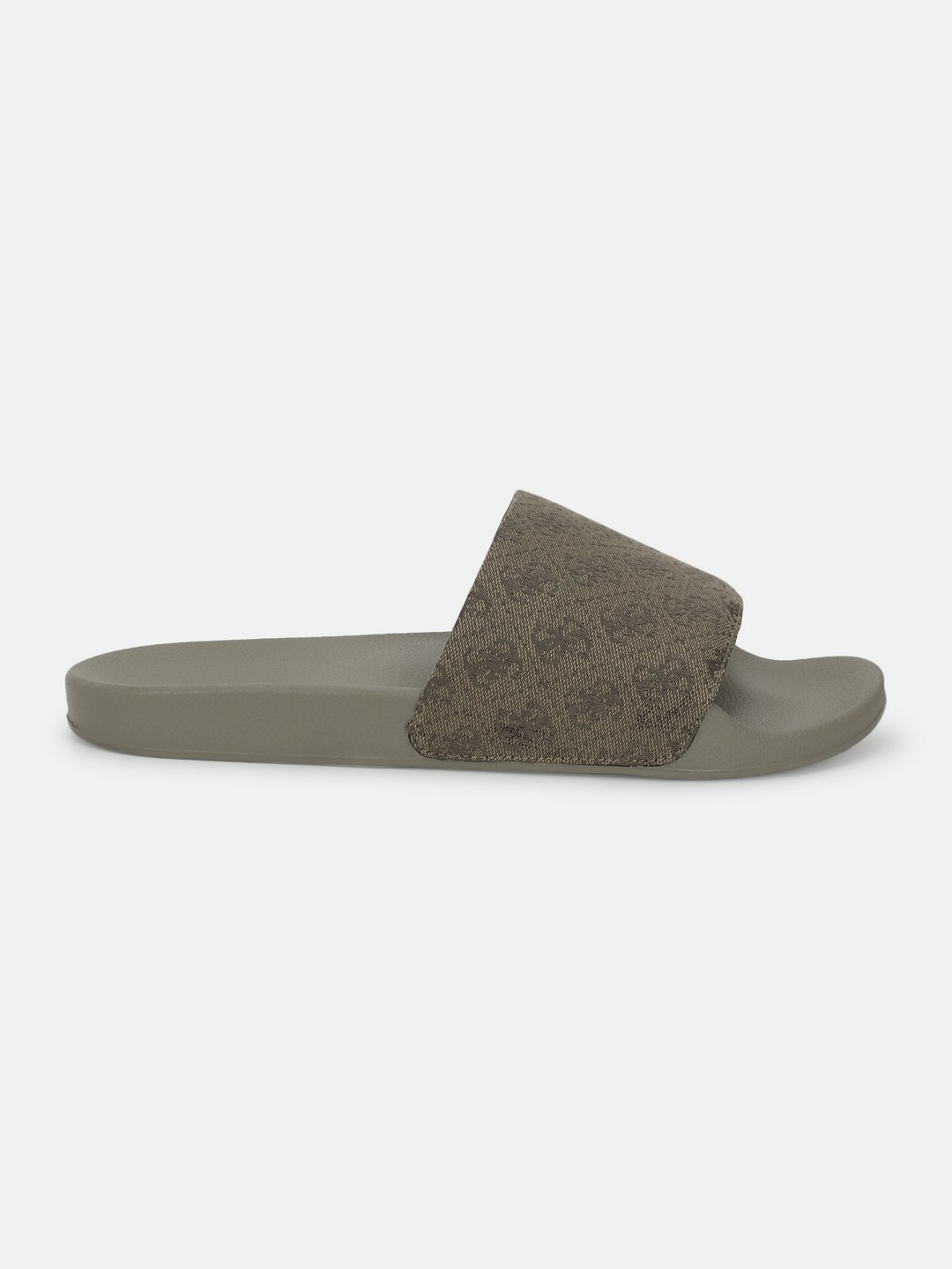 Men Sand Green Polyester Slip-On Open Toe Sliders