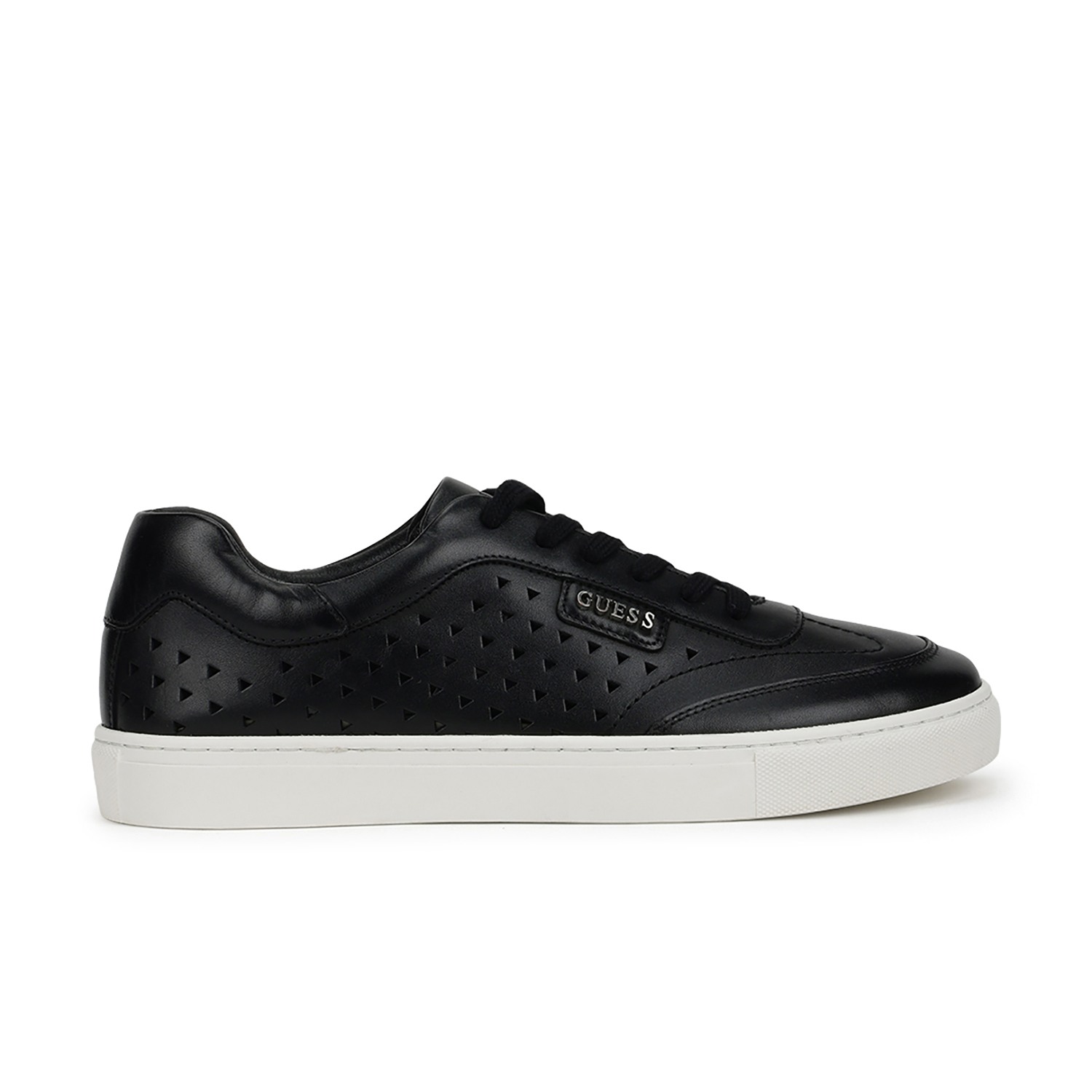 Men Black Leather Lace-Up Sneakers