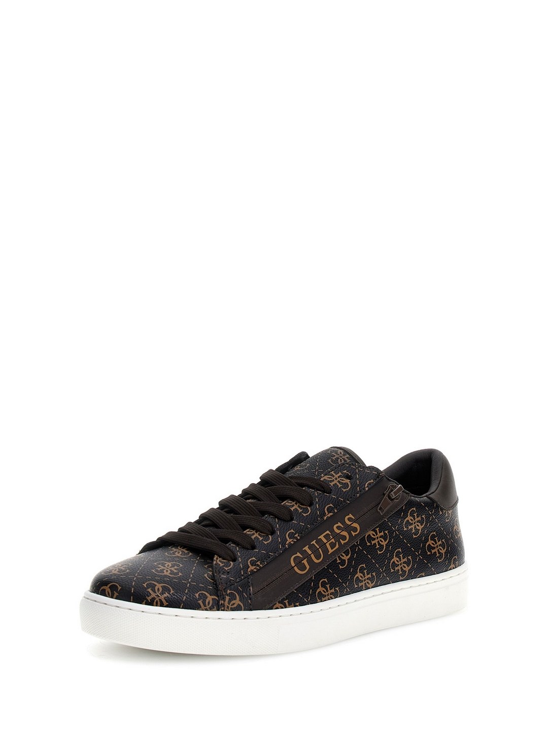 Dark Brown Printed Lace-up Sneakers
