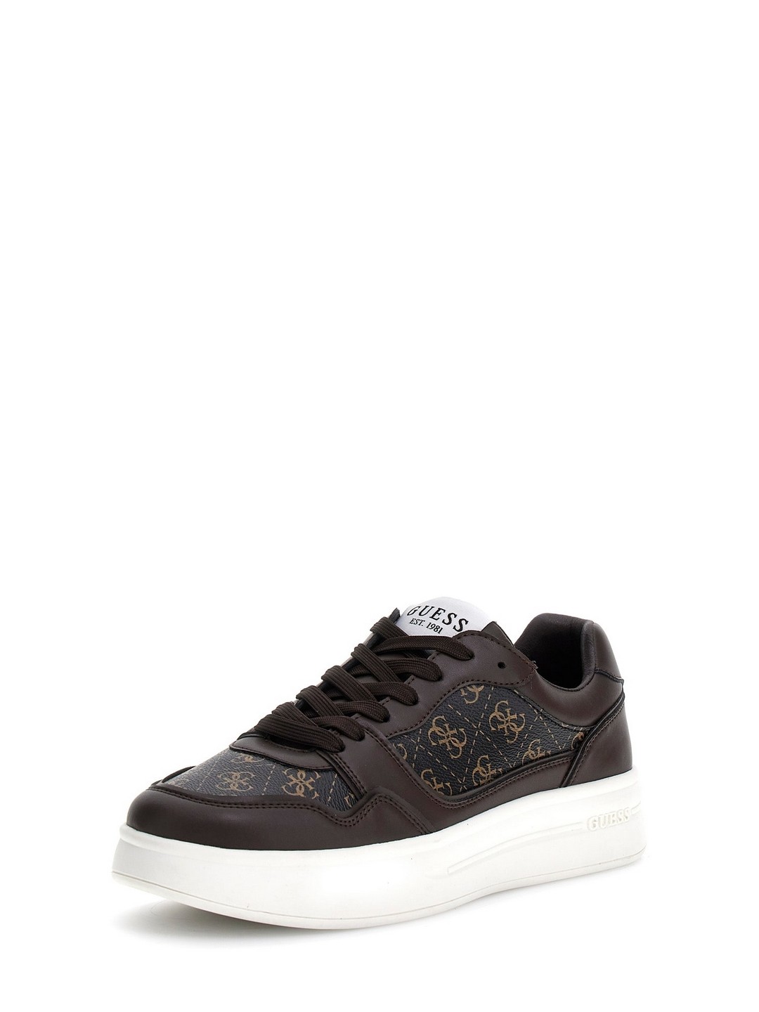 Dark Brown Printed Lace-up Sneakers