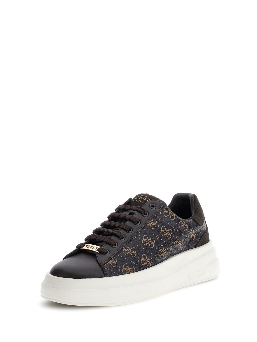Dark Brown Printed Lace-up Sneakers