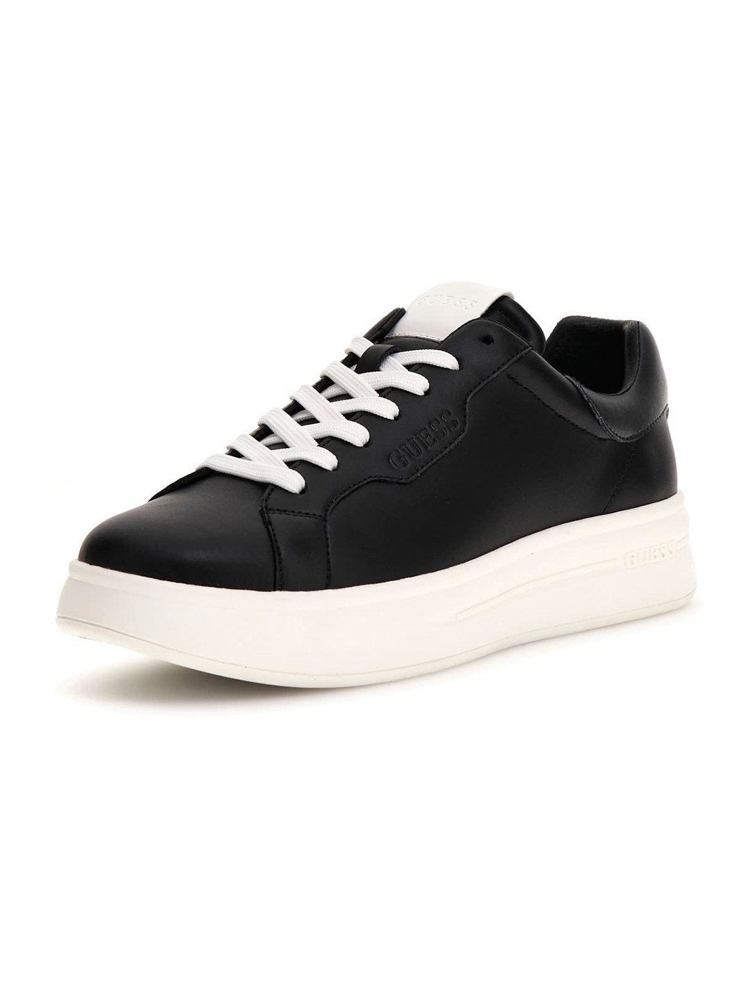 Guess Men Winno Solid Leather Lace Up Low Top Sneakers