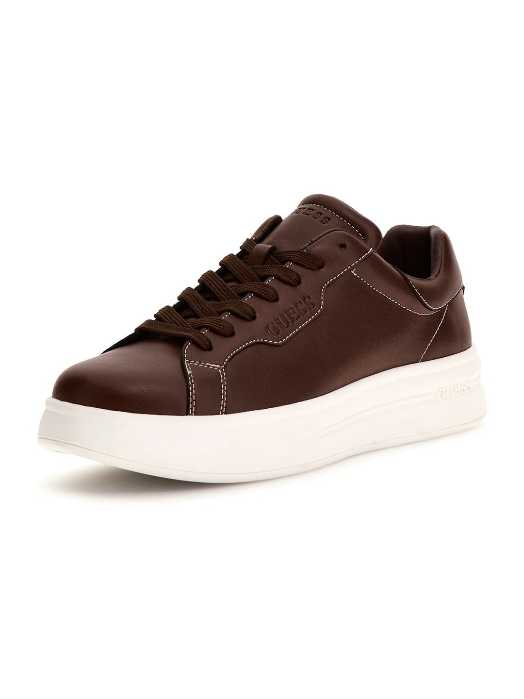 Guess Men Winno Solid Leather Lace Up Low Top Sneakers