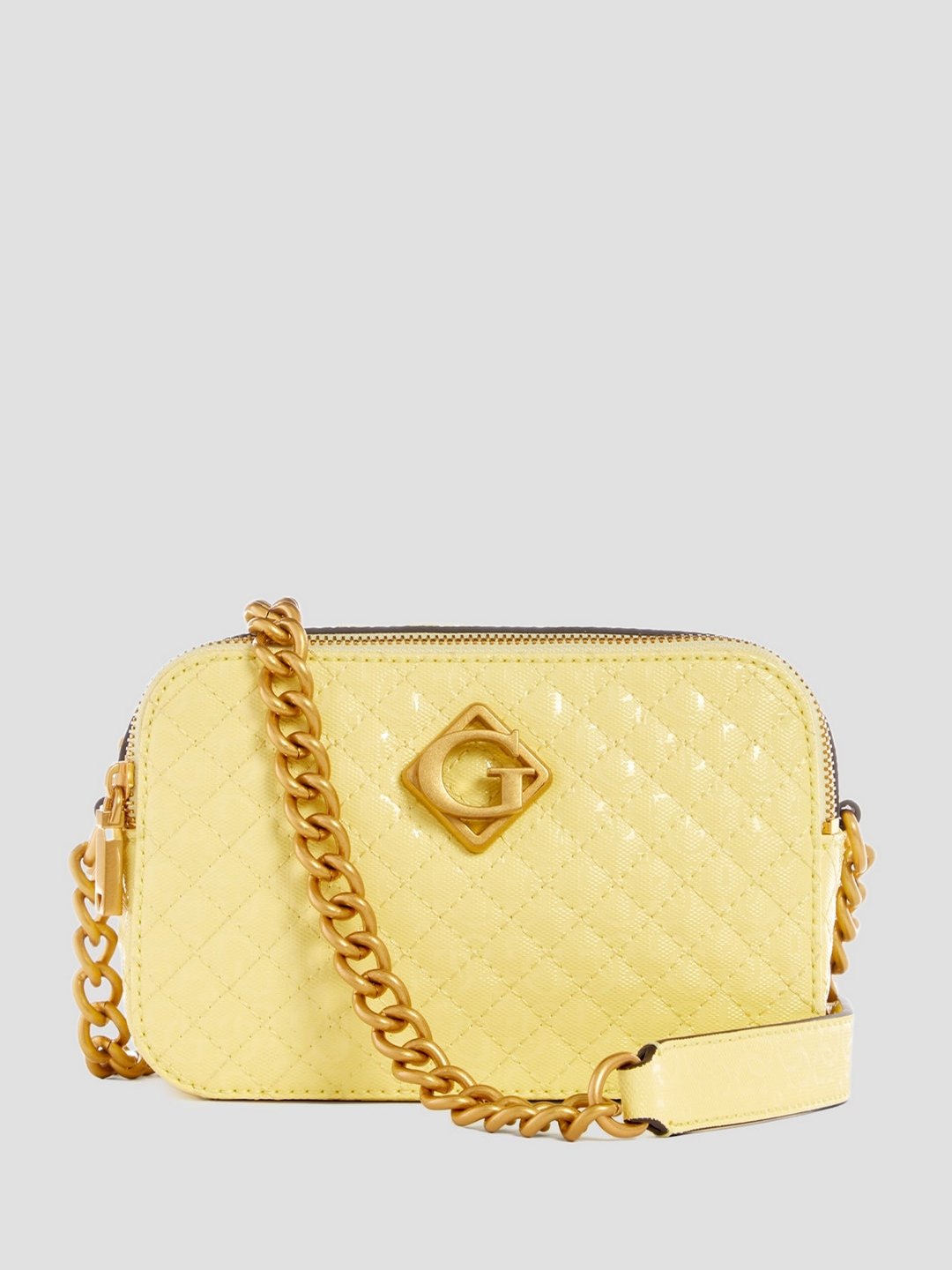 Yellow Quilted Nerina Camera Crossbody Bag
