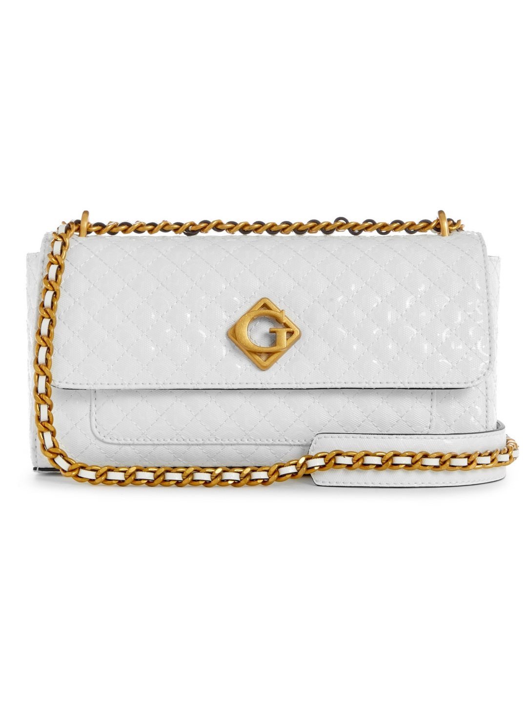 White Quilted Nerina Convertible Flap Crossbody Bag