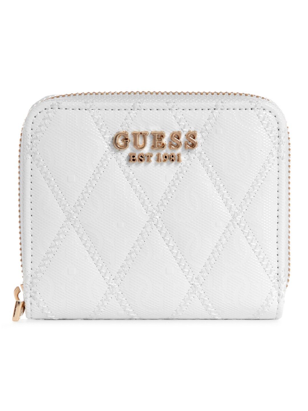 Guess White Textured Adi Medium Zip Around Wallet