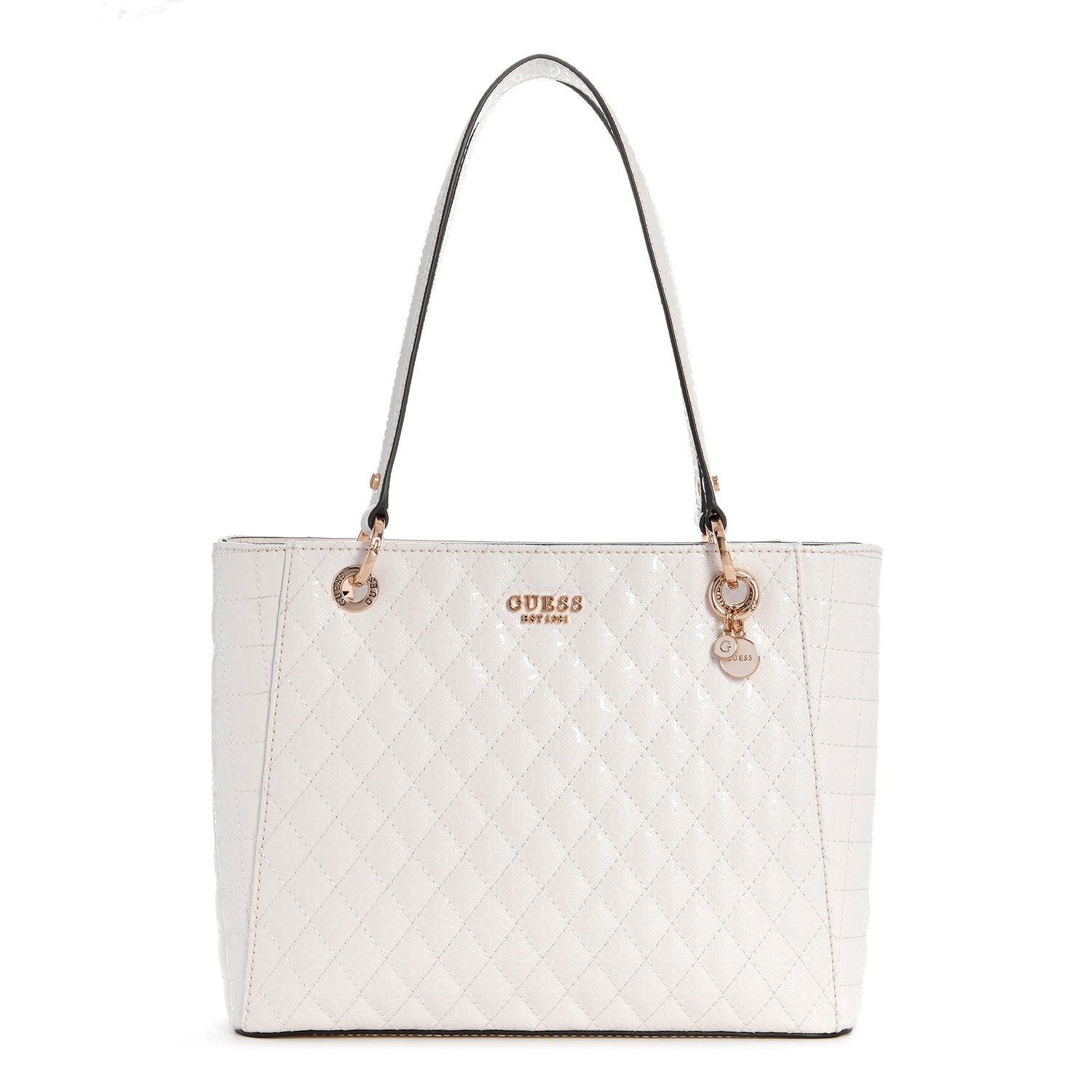 Guess Women's White PU Quilted Tote Bag