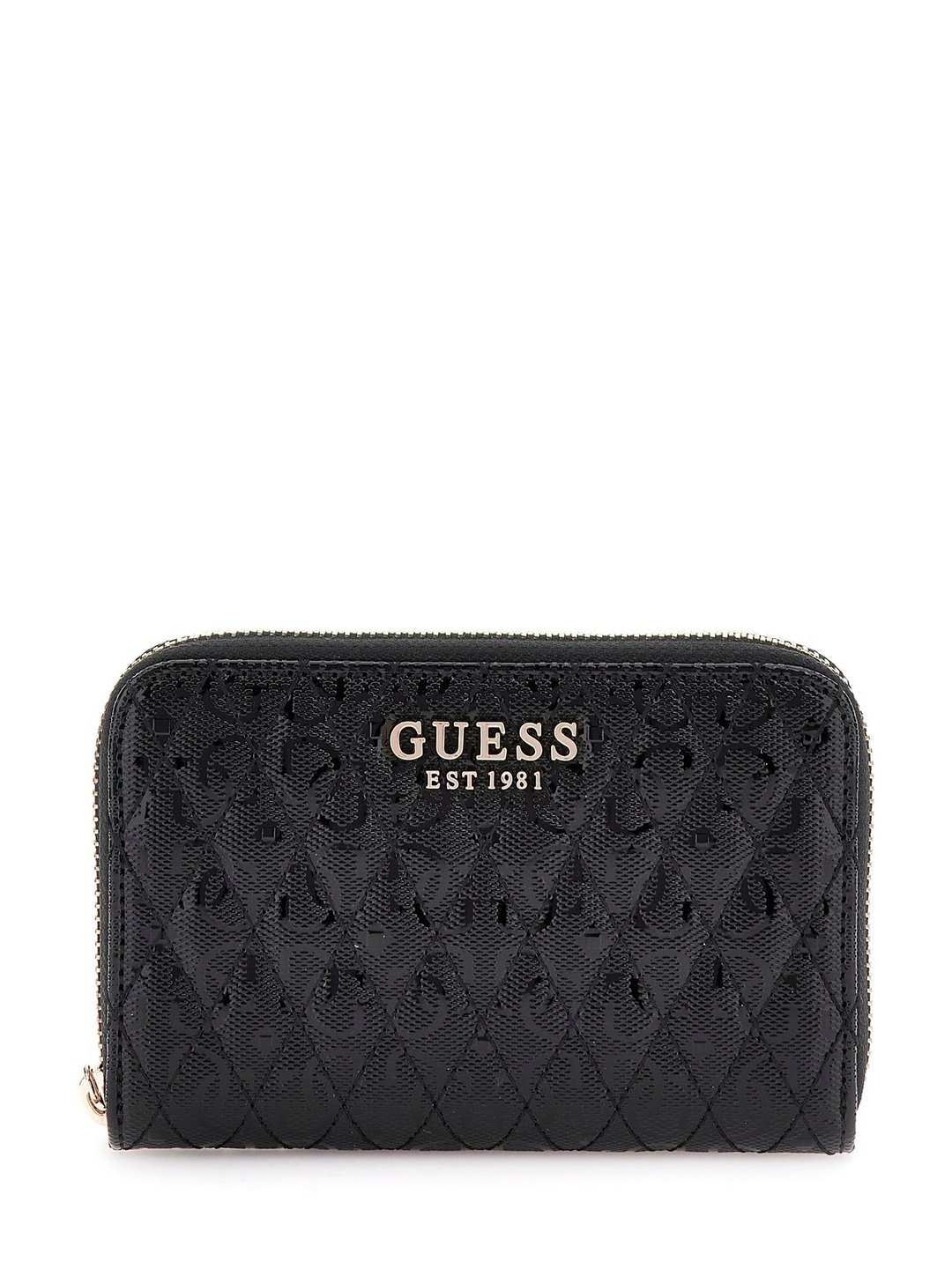 Guess Black Quilted Betula Medium Zip Around Wallet