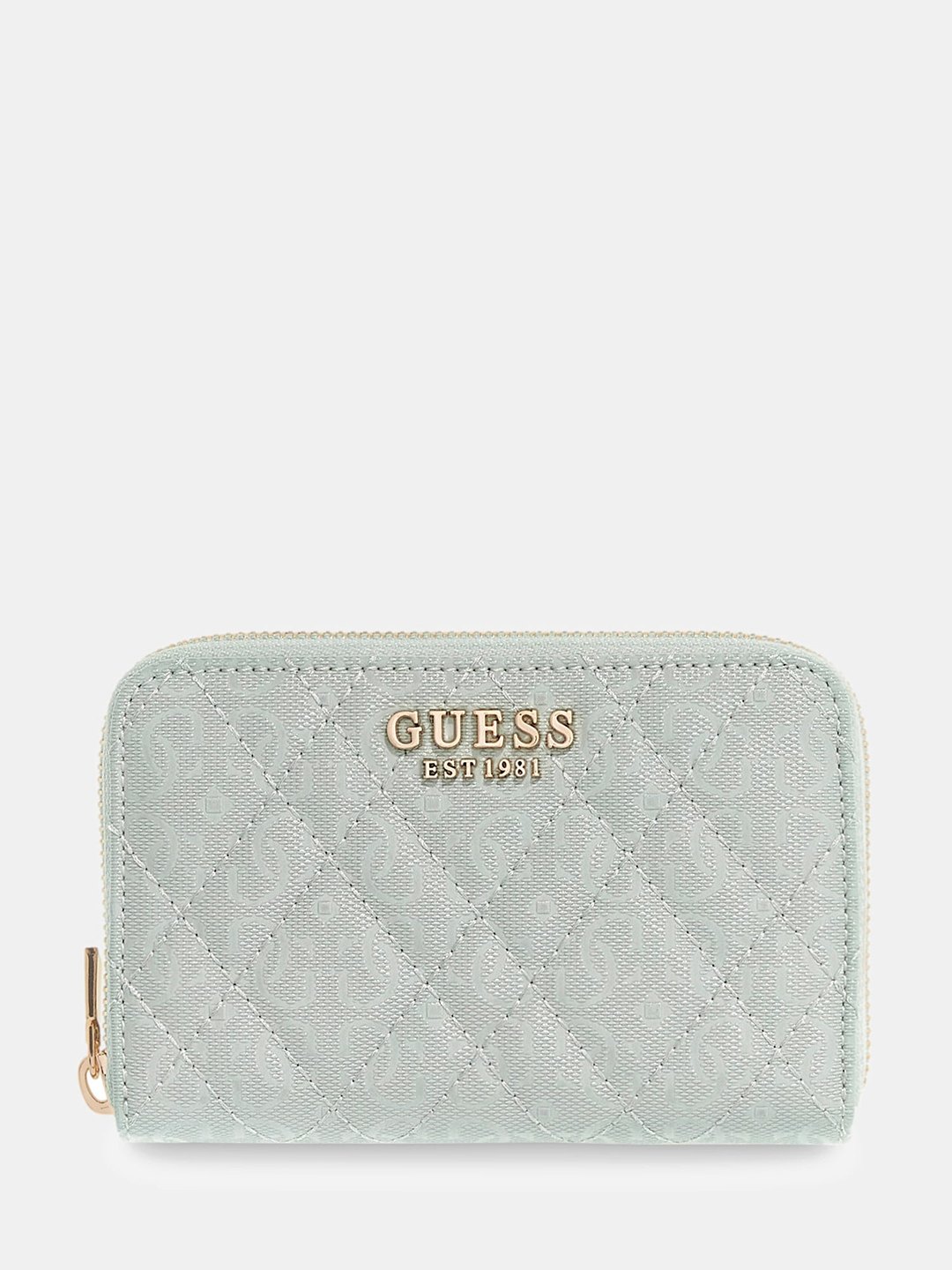 Light Sage Textured Zipper Isemay Medium Zip Around Wallet