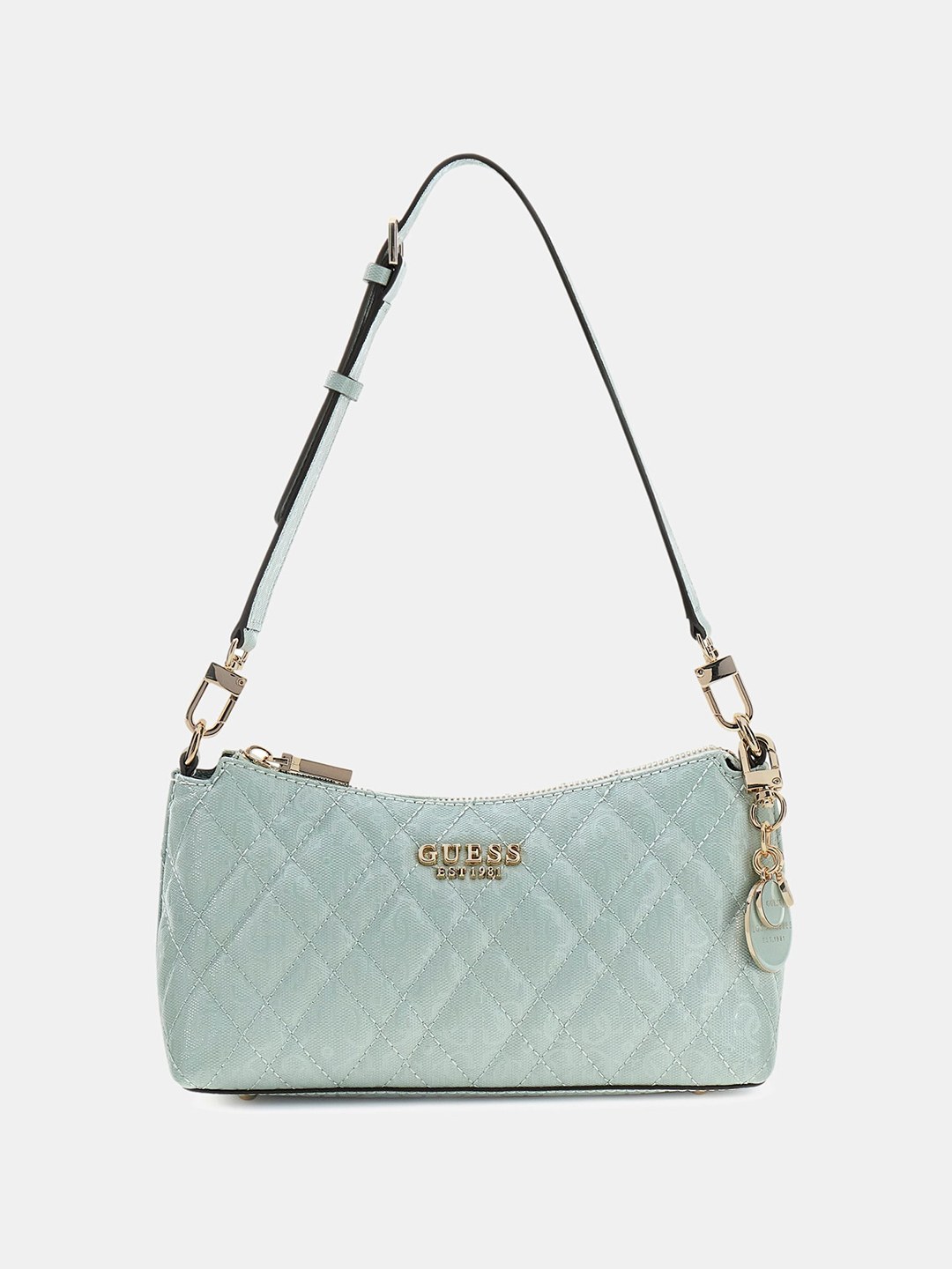 Light Sage Quilted Zipper Isemay Shoulder Bag