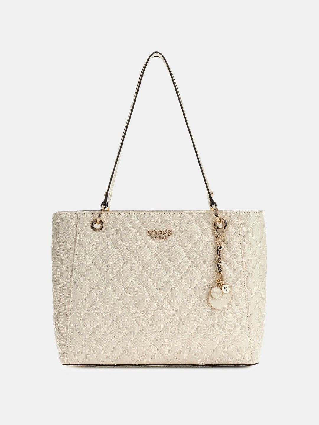 Off White Quilted Zipper Isemay Noel Tote Bag