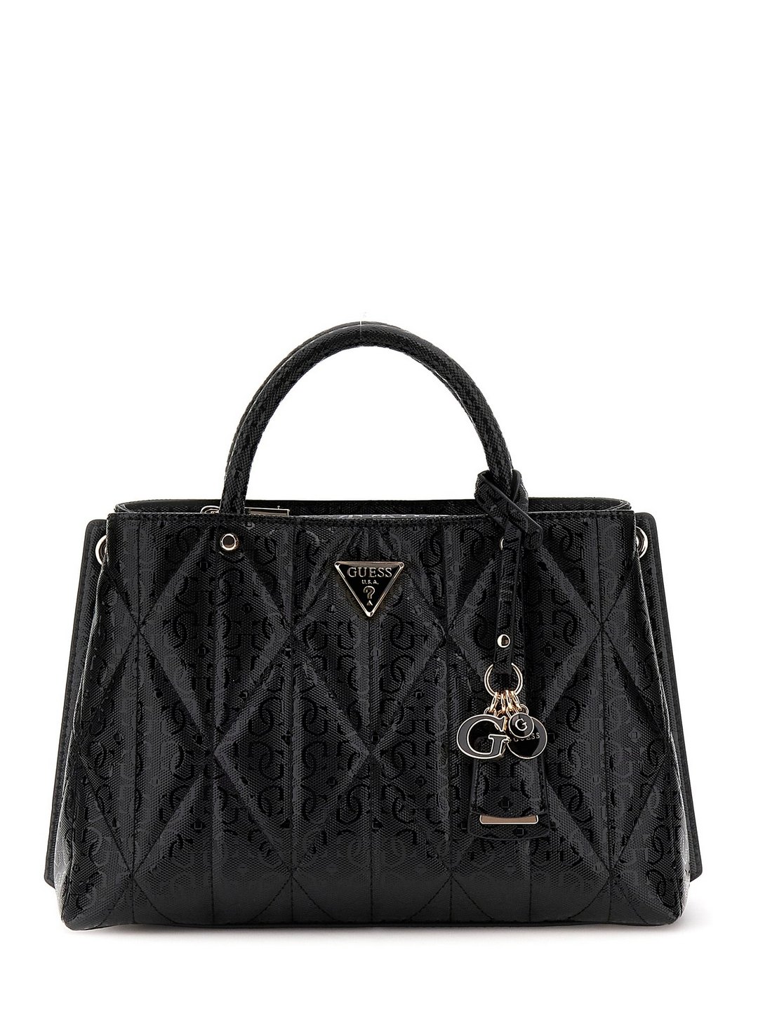 Guess Black Quilted Aldina Girlfriend Satchel Bag