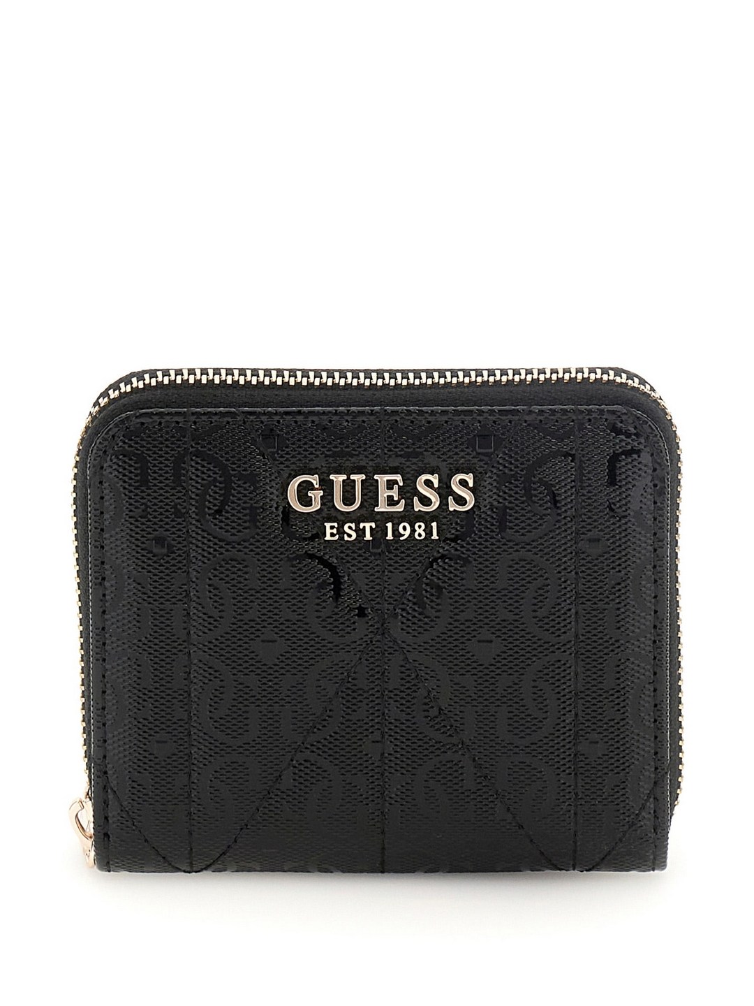 Guess Black Quilted Aldina Small Zip Around Wallet