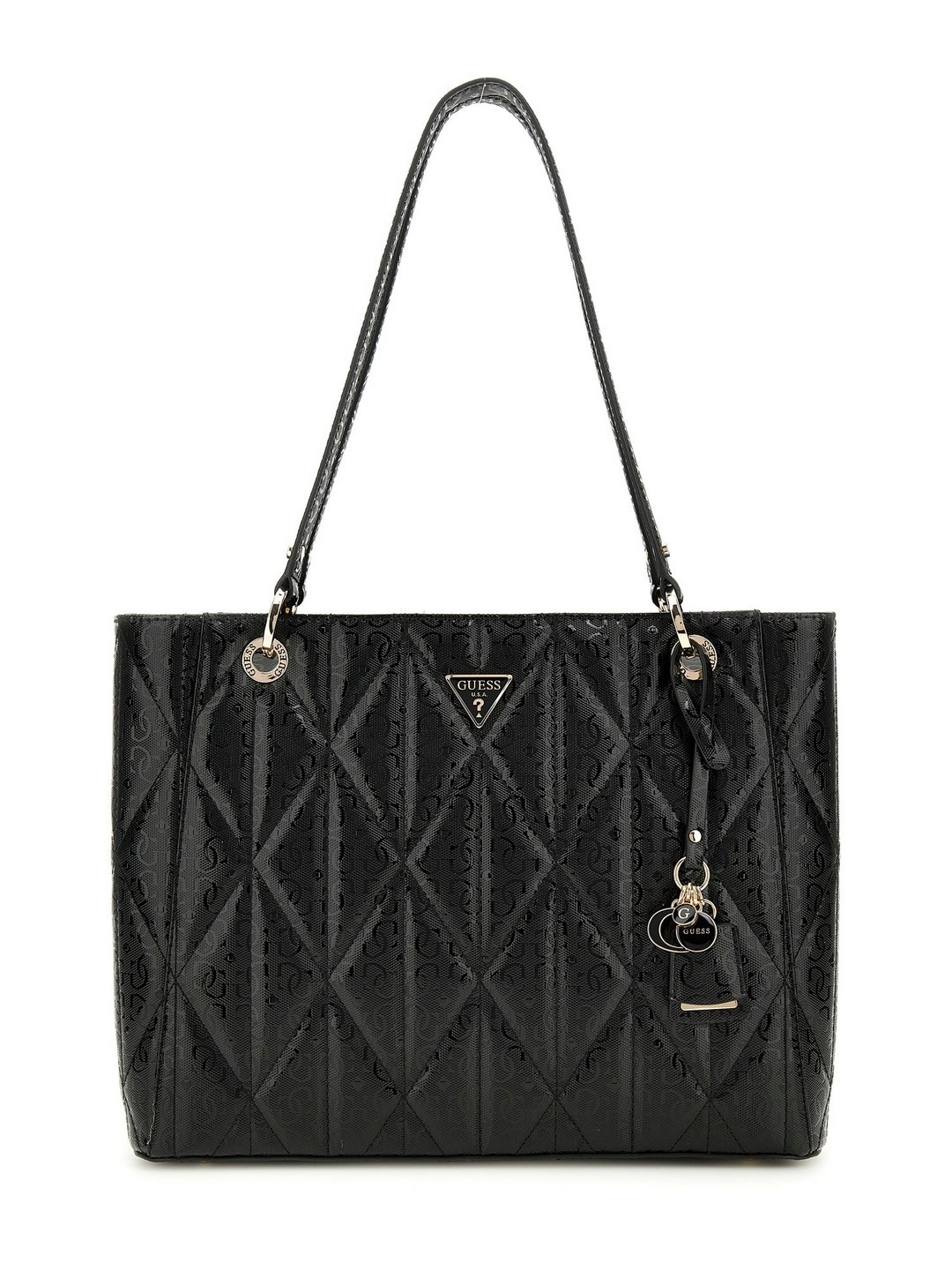 Guess Black Quilted Aldina Noel Tote Bag