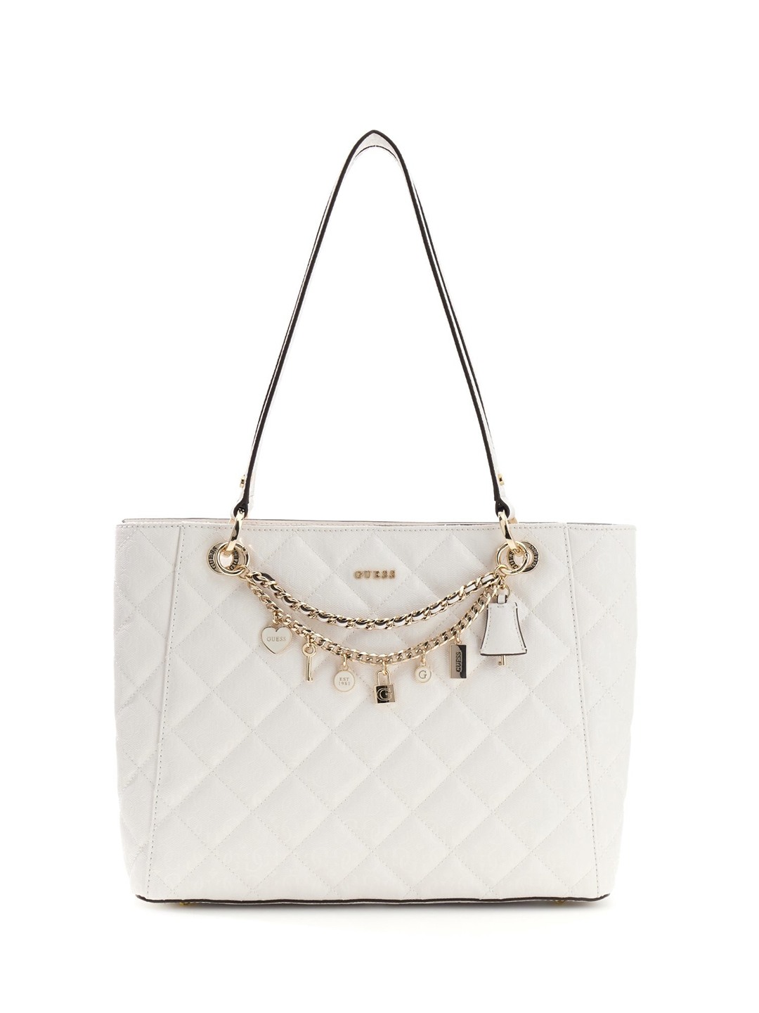 Off White Quilted Libby  Tote Bag