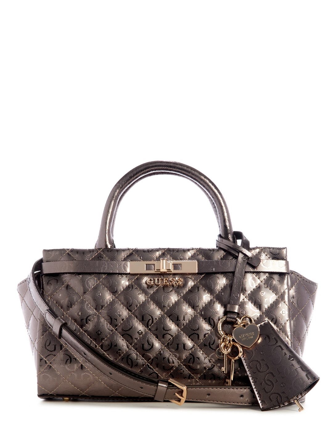 Pewter Quilted Idra Small Satchel Bag